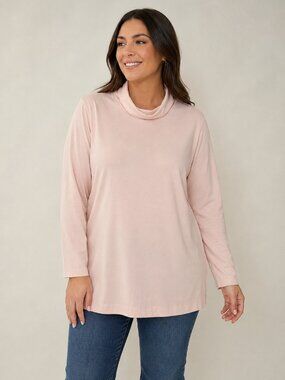 NWT J Jill cotton blend Luxe Supreme turtleneck tunic, pink, size 2X